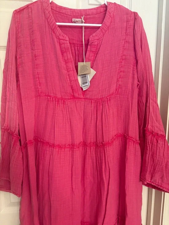 Faherty Pink Gauze Maxi Dress NWT Large Preppy Old Money - Picture 4 of 8